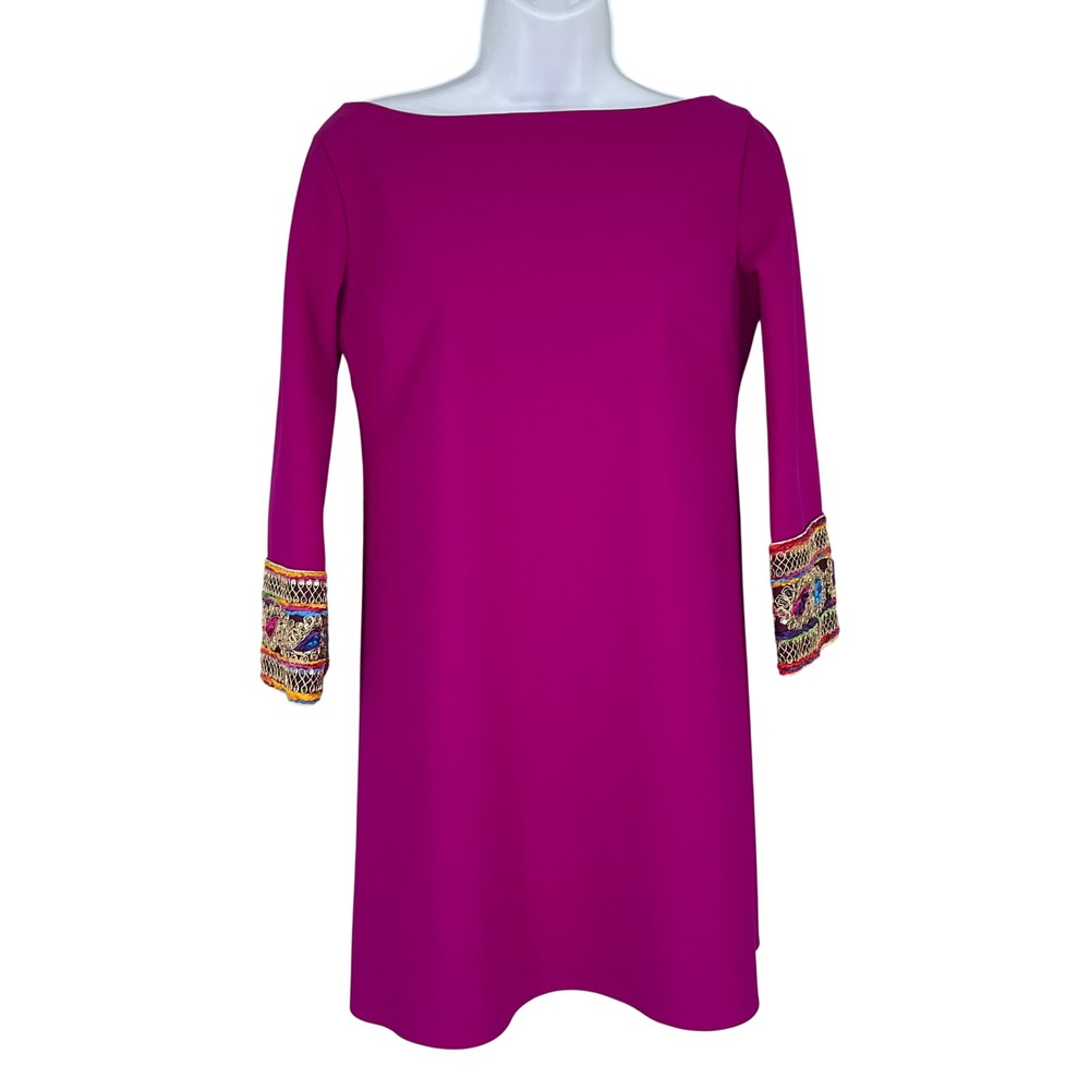 Chiara Boni La Petite Robe Dress Womens 42 Pink Embroidered Cuff Sleek Italy